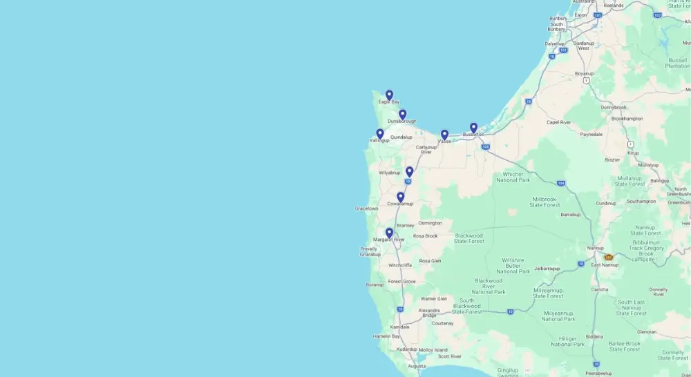 Dunsborough Water Filtration Service Map