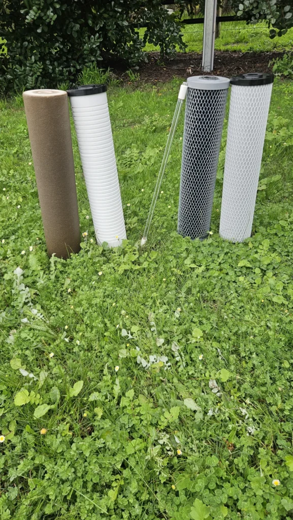 Used filter cartridges and UV lamp removed from an Ultra V Pro 3 in Carbunup River