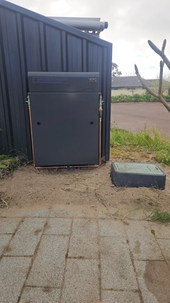 Vortex Pro 3 in Monument against a matching Colorbond fence in Dunsborough